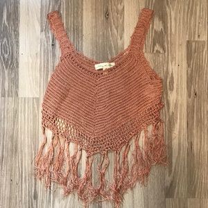 Crop top with fringe/tassels